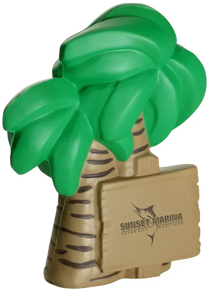 Palm Tree Stress Reliever, custom palm-shaped promotional stress ball with logo for resorts