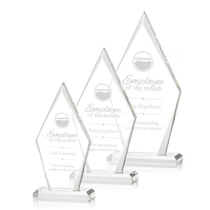 Acrylic Arrowhead Award With Tapered Bevels on Beveled Base