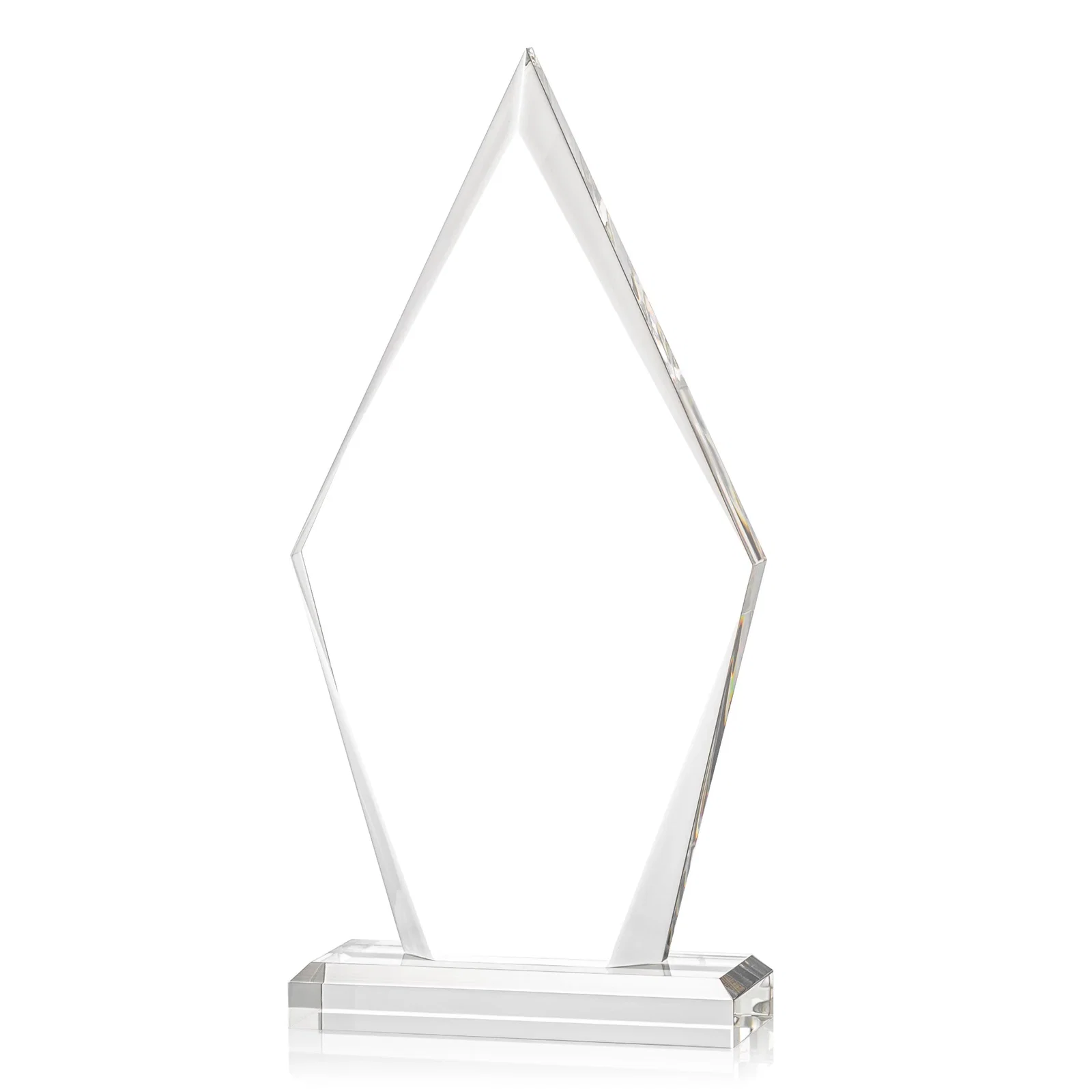 Personalized Acrylic Arrowhead Award With Tapered Bevels on Beveled Base for corporate award ceremonies