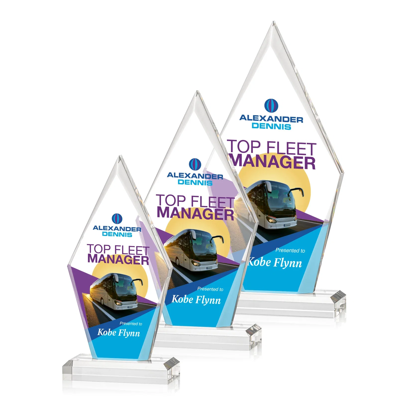 Custom Acrylic Arrowhead Award With Tapered Bevels on Beveled Base for retirement presentations