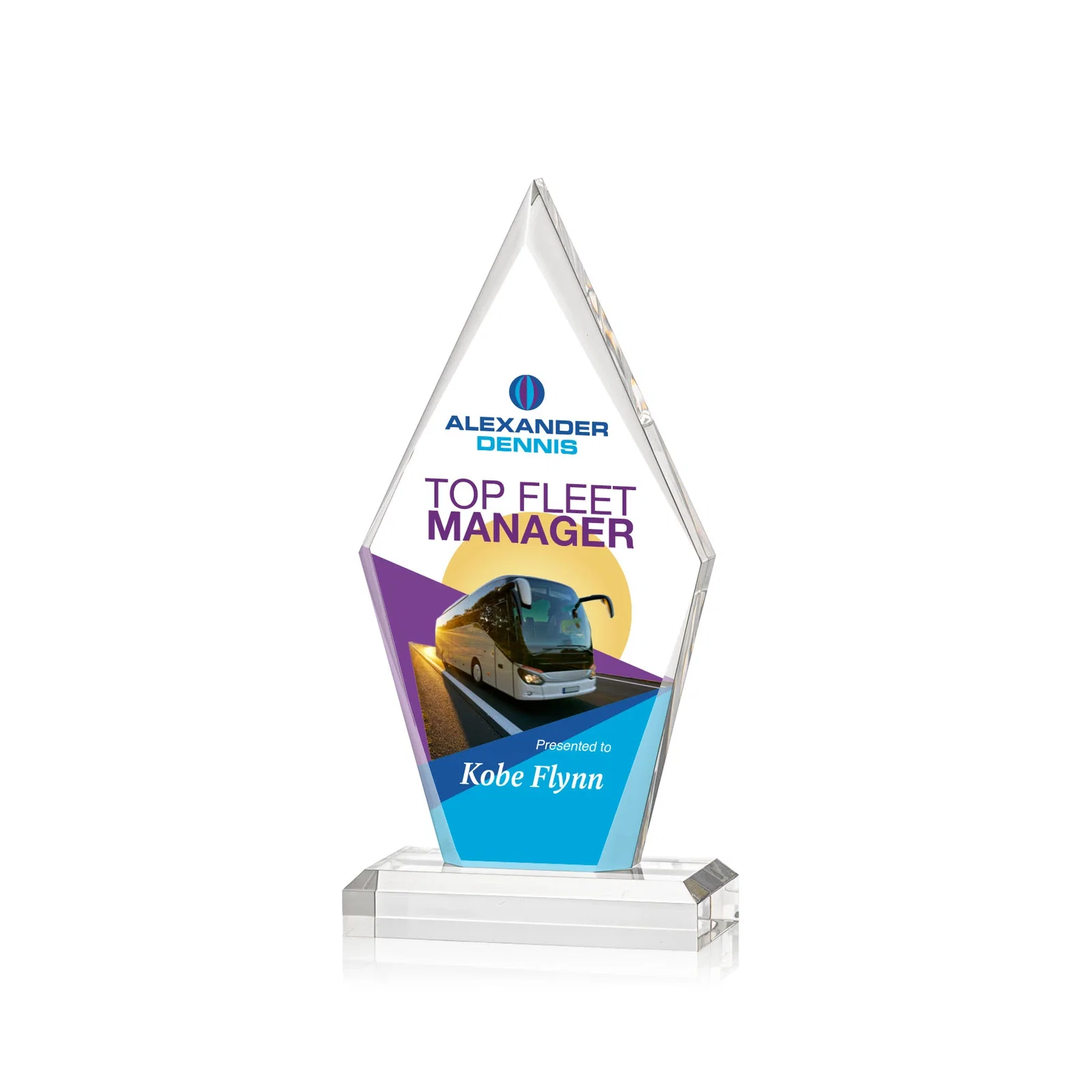 Custom Acrylic Arrowhead Award With Tapered Bevels on Beveled Base for team milestone celebrations