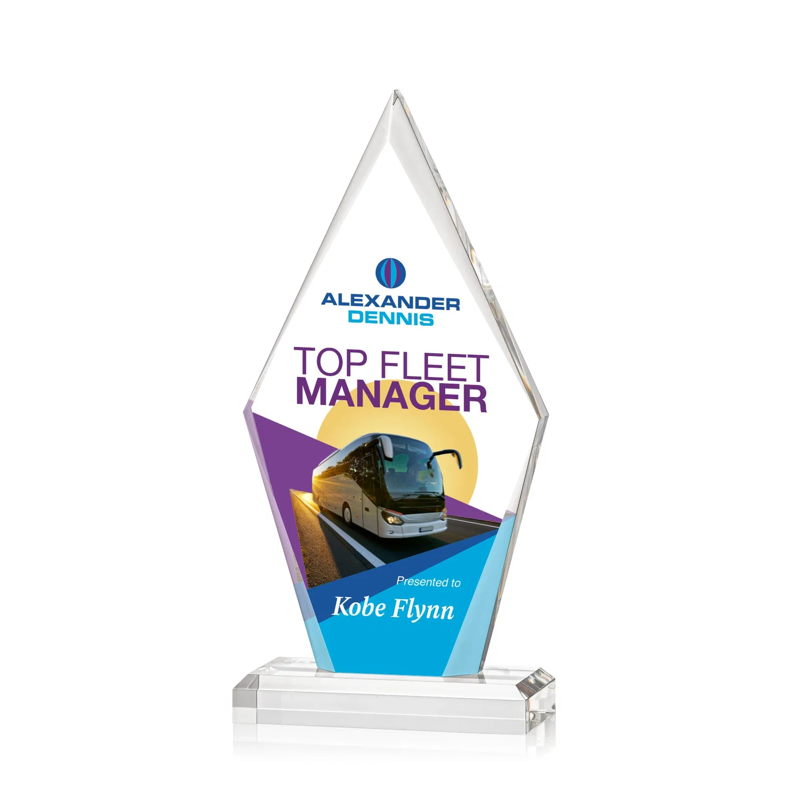 Custom Acrylic Arrowhead Award With Tapered Bevels on Beveled Base for donor appreciation
