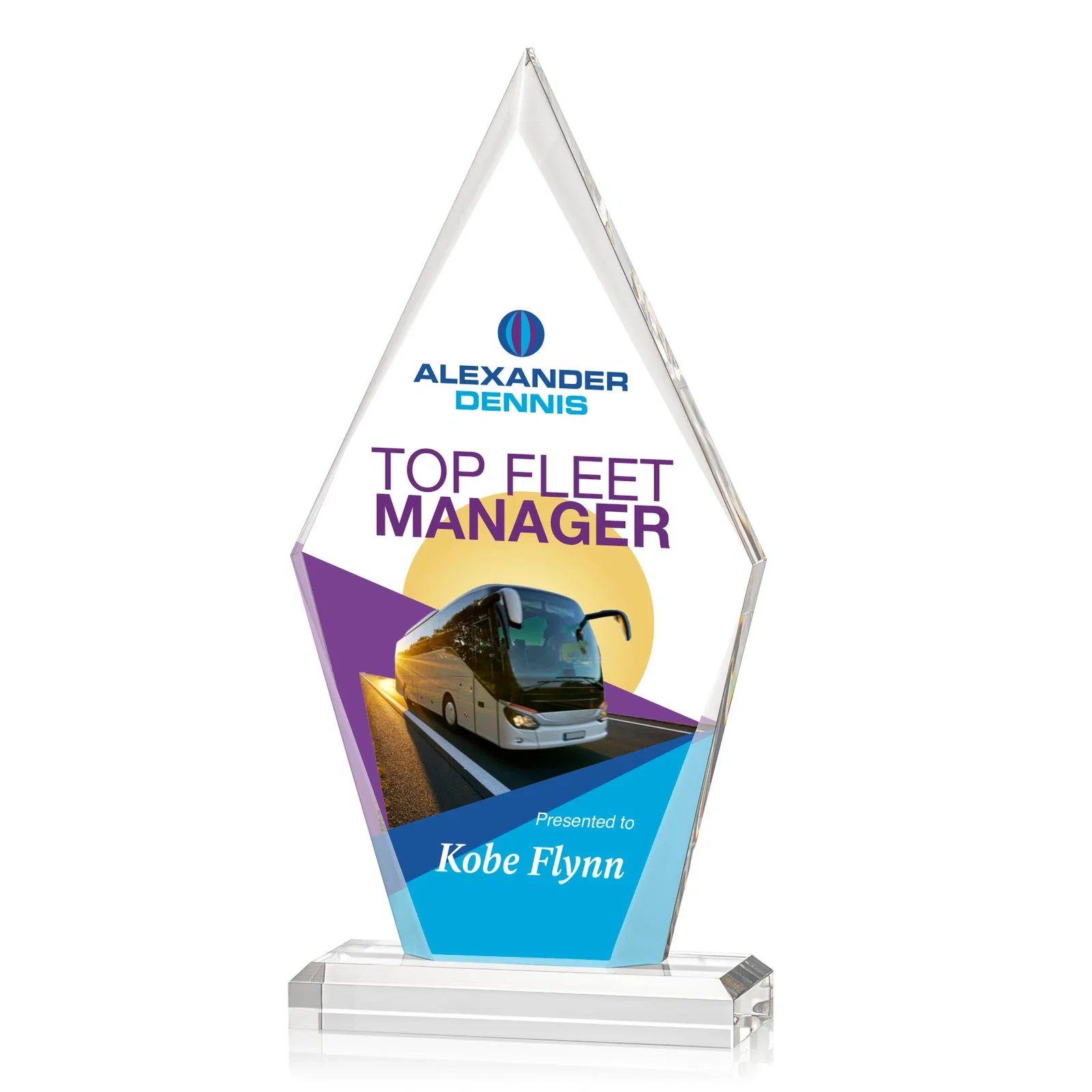 Custom Acrylic Arrowhead Award With Tapered Bevels on Beveled Base for graduation ceremonies