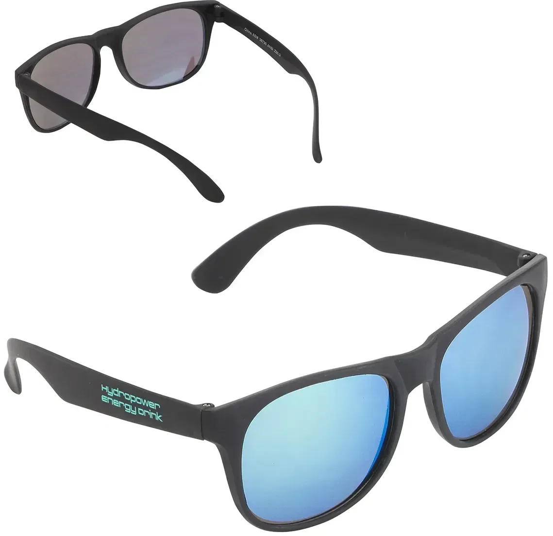 Branded Palmetto sunglasses folded to show mirrored lens finish