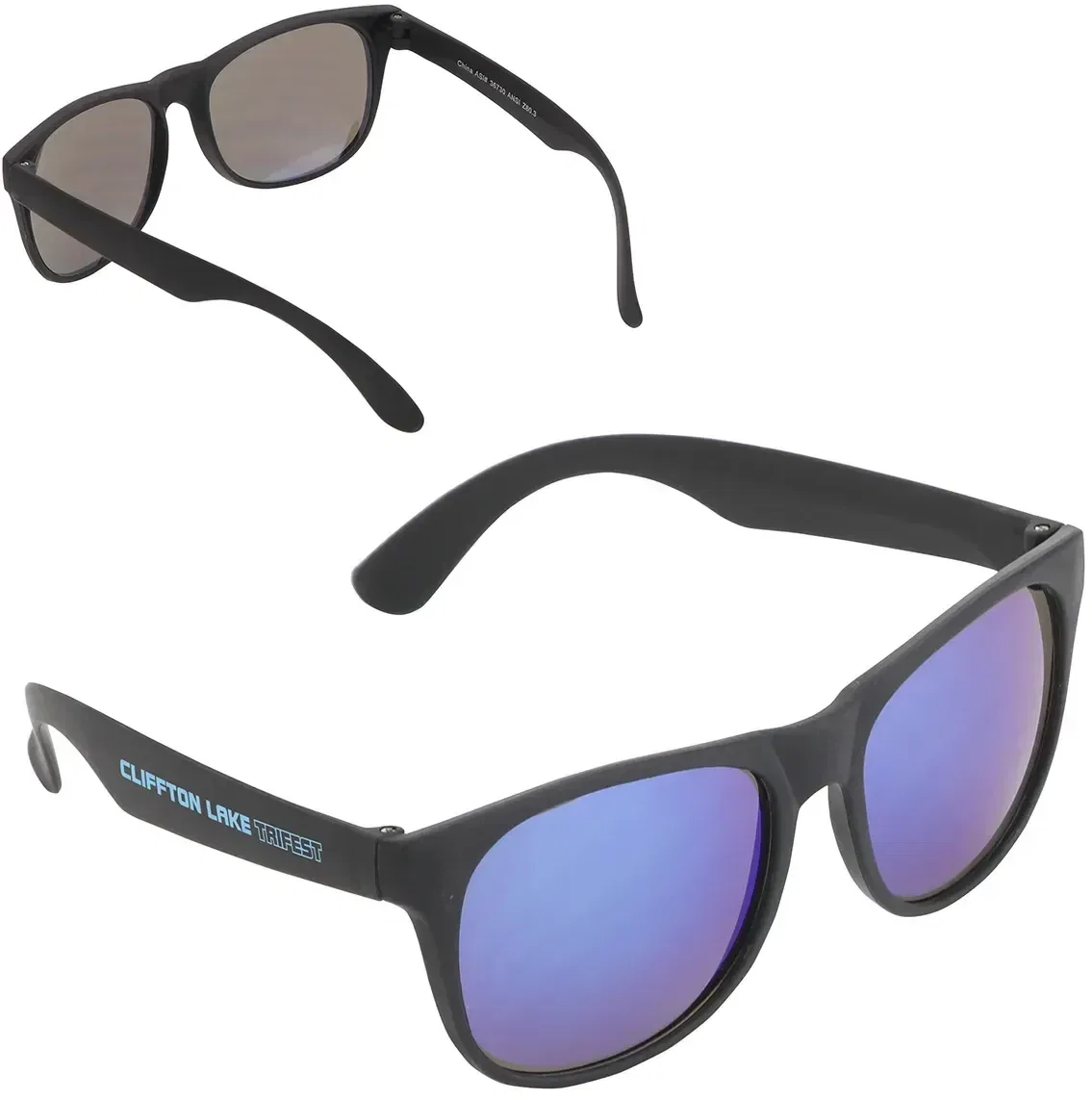 Angled view of Palmetto custom mirrored-lens sunglasses for outdoor giveaways