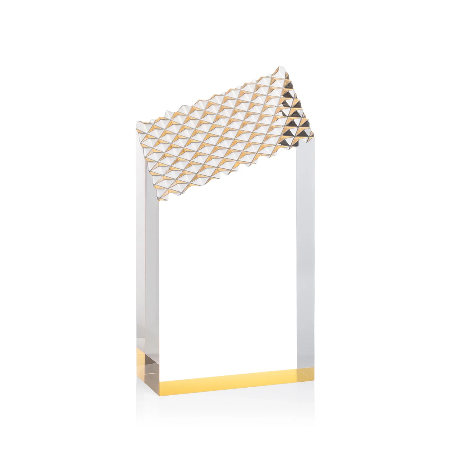 Promotional Acrylic Tower Award with Faceted Textured Top for retirement presentations