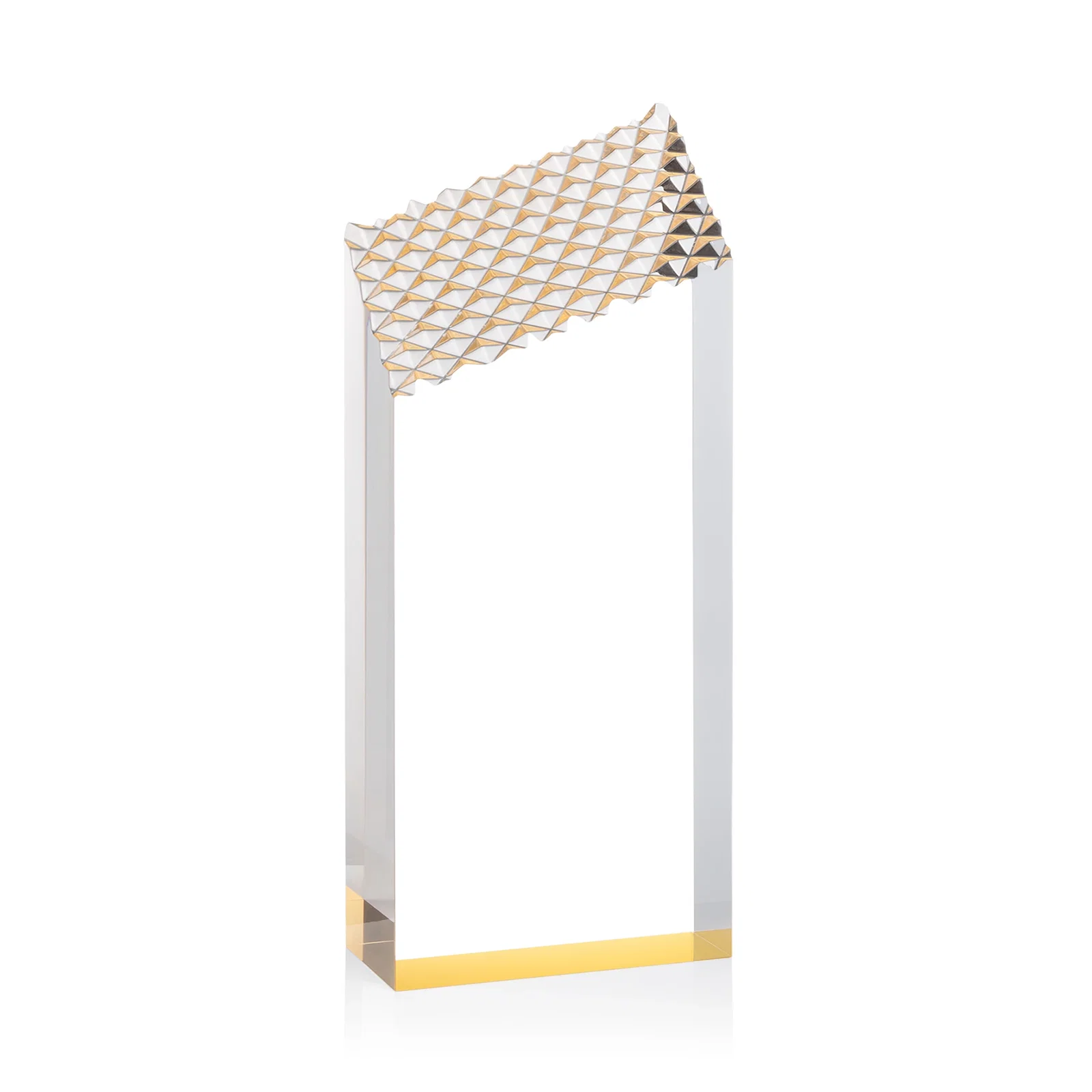 Promotional Acrylic Tower Award with Faceted Textured Top for team milestone celebrations