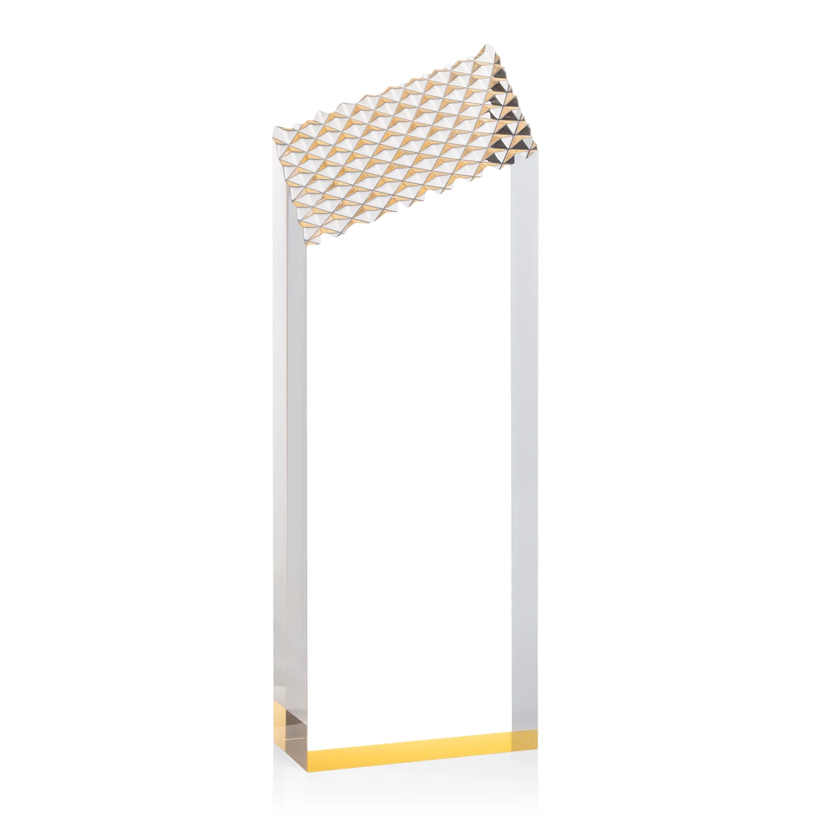 Promotional Acrylic Tower Award with Faceted Textured Top for donor appreciation