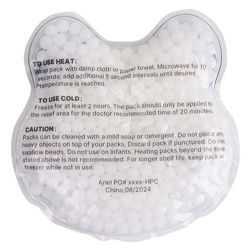 Promotional panda-shaped Aqua Pearls hot/cold gel pack, custom branded reusable therapy pack