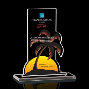 Starfire Crystal Award, Full-Color Printed Island Sunset Scene