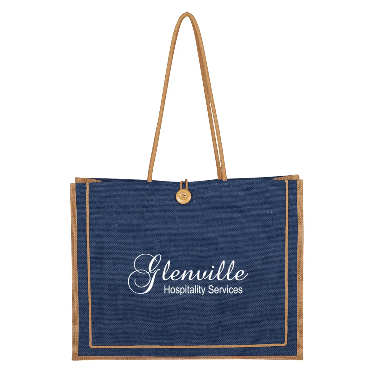 Black jute tote bag with natural colored accents