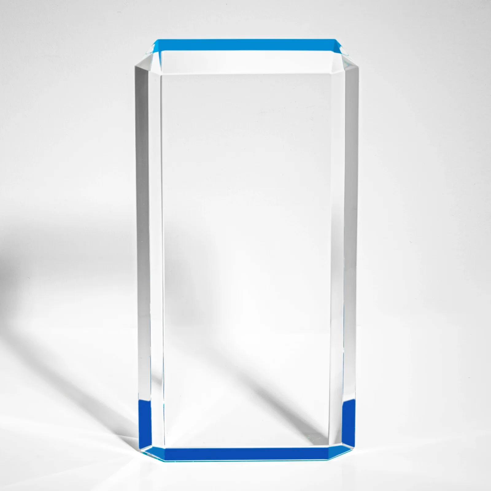 Custom Faceted Acrylic Award with Ice Blue Reflector Base for volunteer appreciation