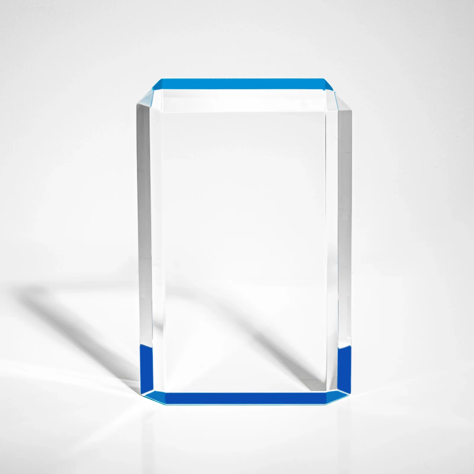 Custom Faceted Acrylic Award with Ice Blue Reflector Base for dealer and partner awards