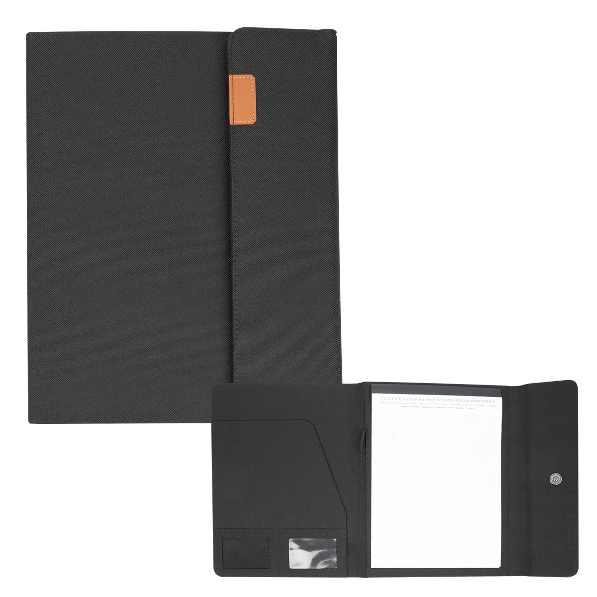 Opened to show the notepad and interior pockets
