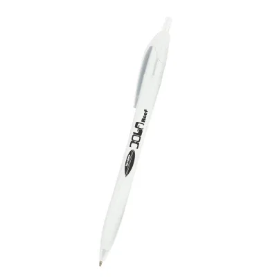 Retractable click pen measuring about five and three-quarter inches