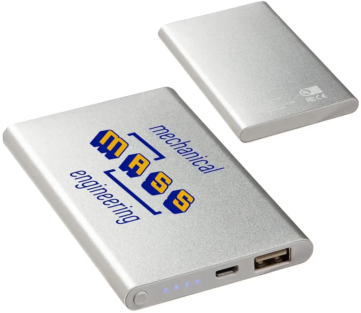 Paramount promotional power bank, angled view showing charging port and cable