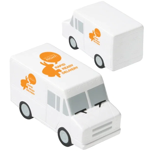 Parcel delivery van shaped polyurethane stress reliever, about 3-3/4 inches long