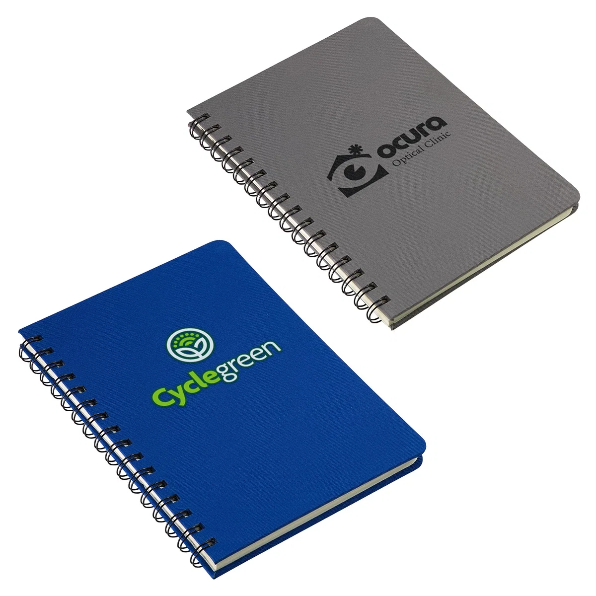 Custom Parley Repreve Recycled Textured Hardcover Spiral Notebook, front view