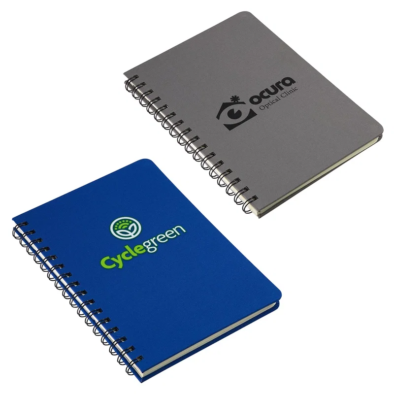 Custom Parley Repreve Recycled Textured Hardcover Spiral Notebook, front view