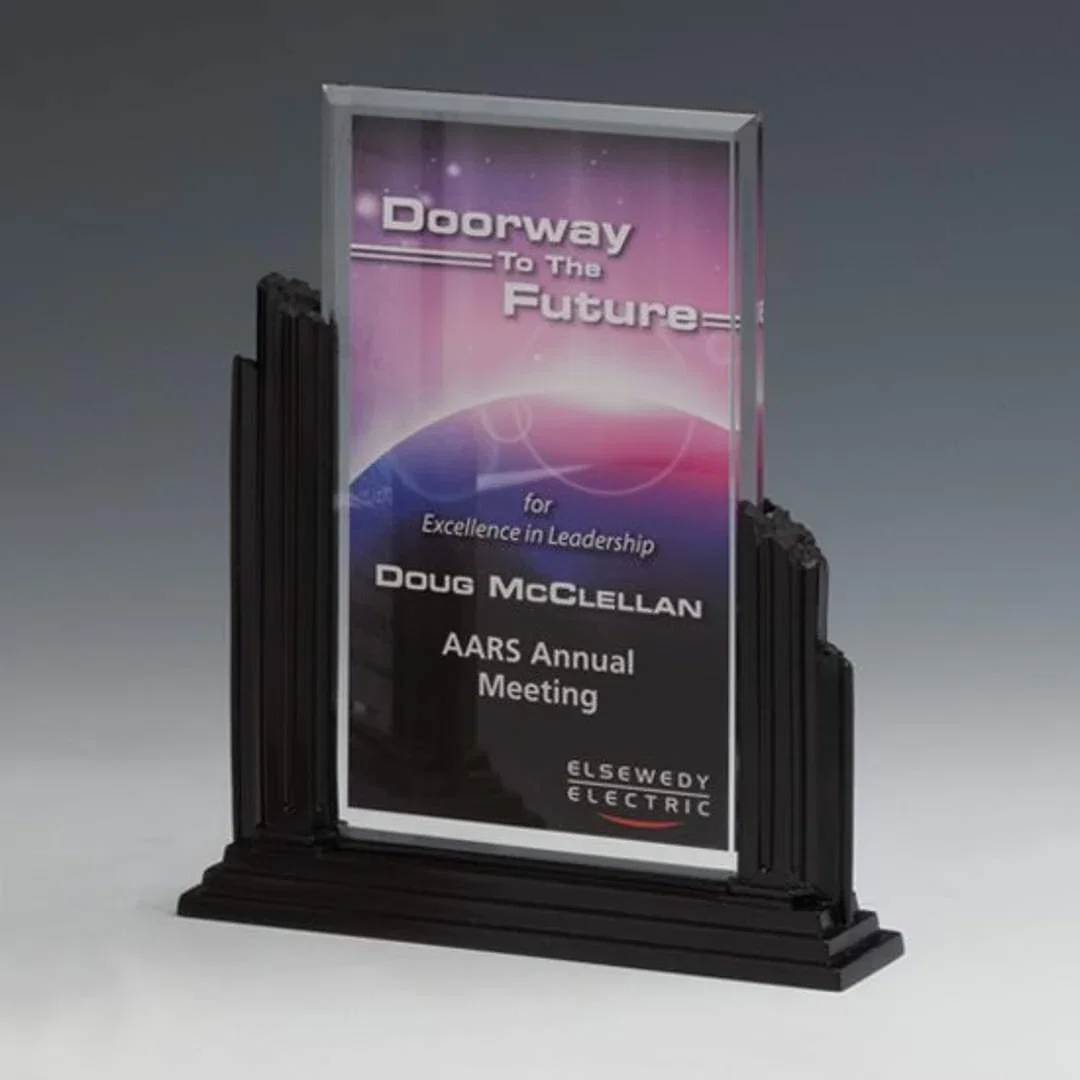 Custom Stonecast Doorway Award With Floating Acrylic Window for corporate award ceremonies
