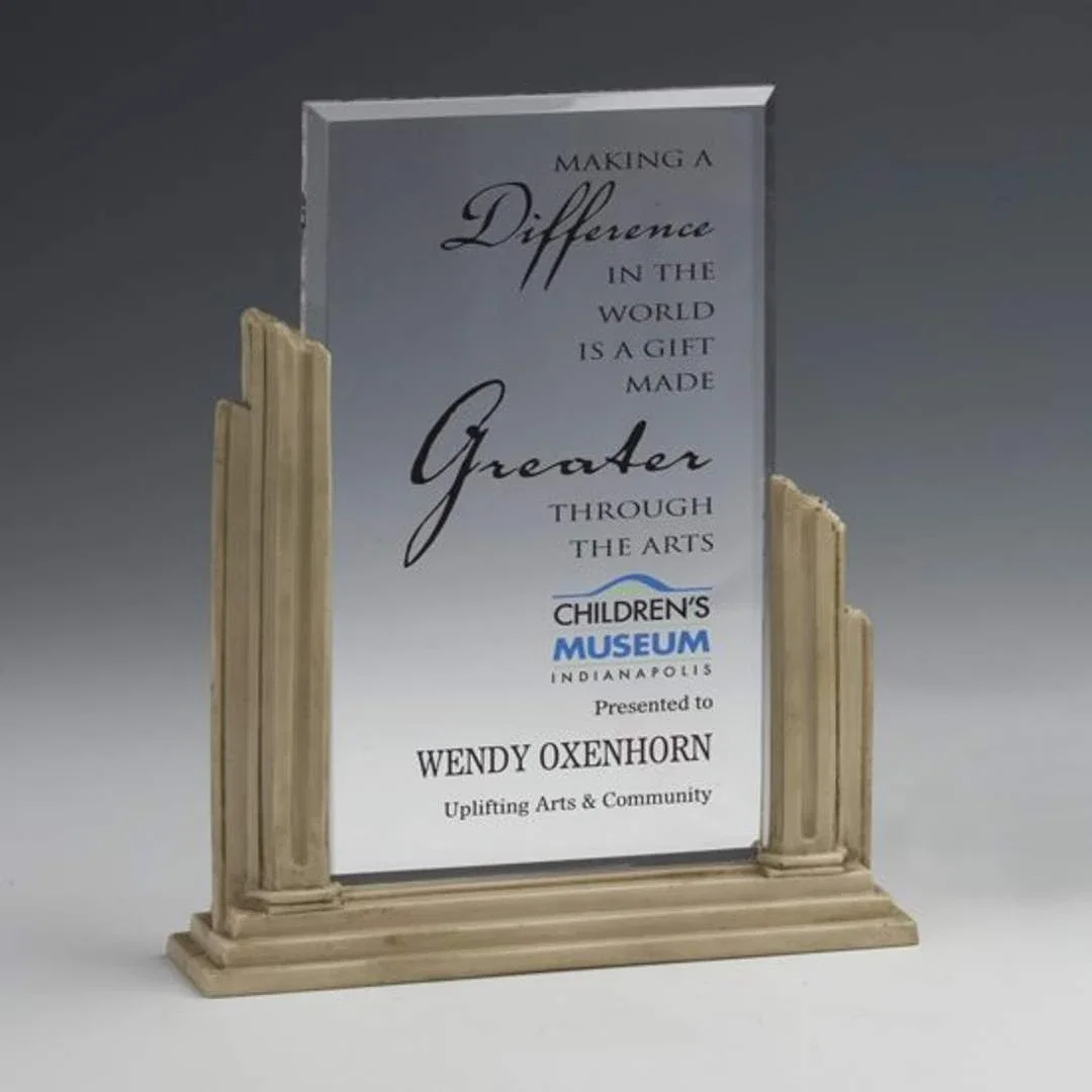 Custom Stonecast Doorway Award With Floating Acrylic Window for service anniversary gifts