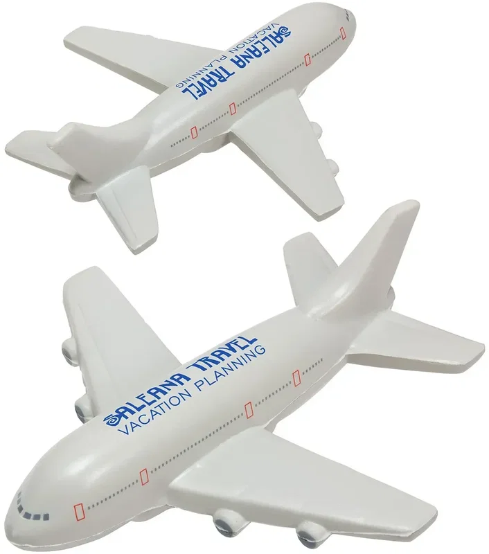 Passenger jet custom stress reliever, branded promotional squeeze toy for airline logo giveaways