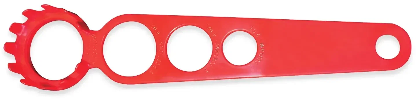 Pasta Pal Spaghetti Server. ABS plastic spaghetti server with measuring holes for portioning pasta servings, view 3