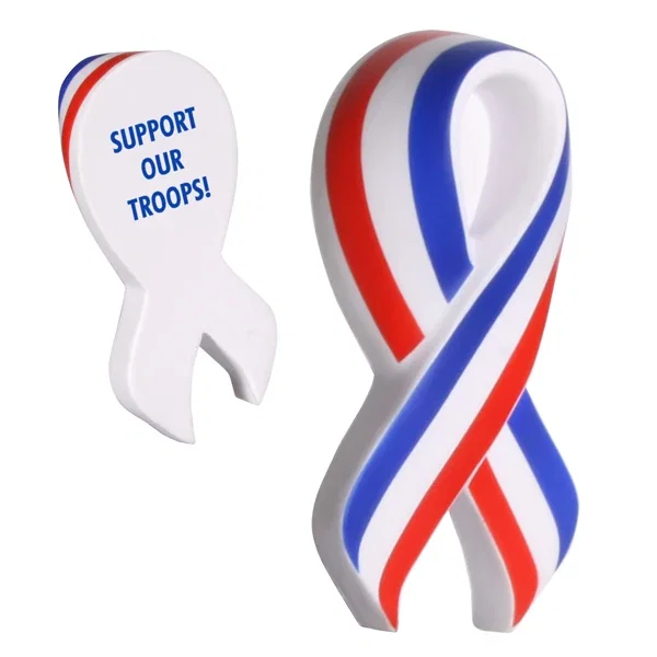 Patriotic ribbon shaped stress reliever, 4.25 inches long