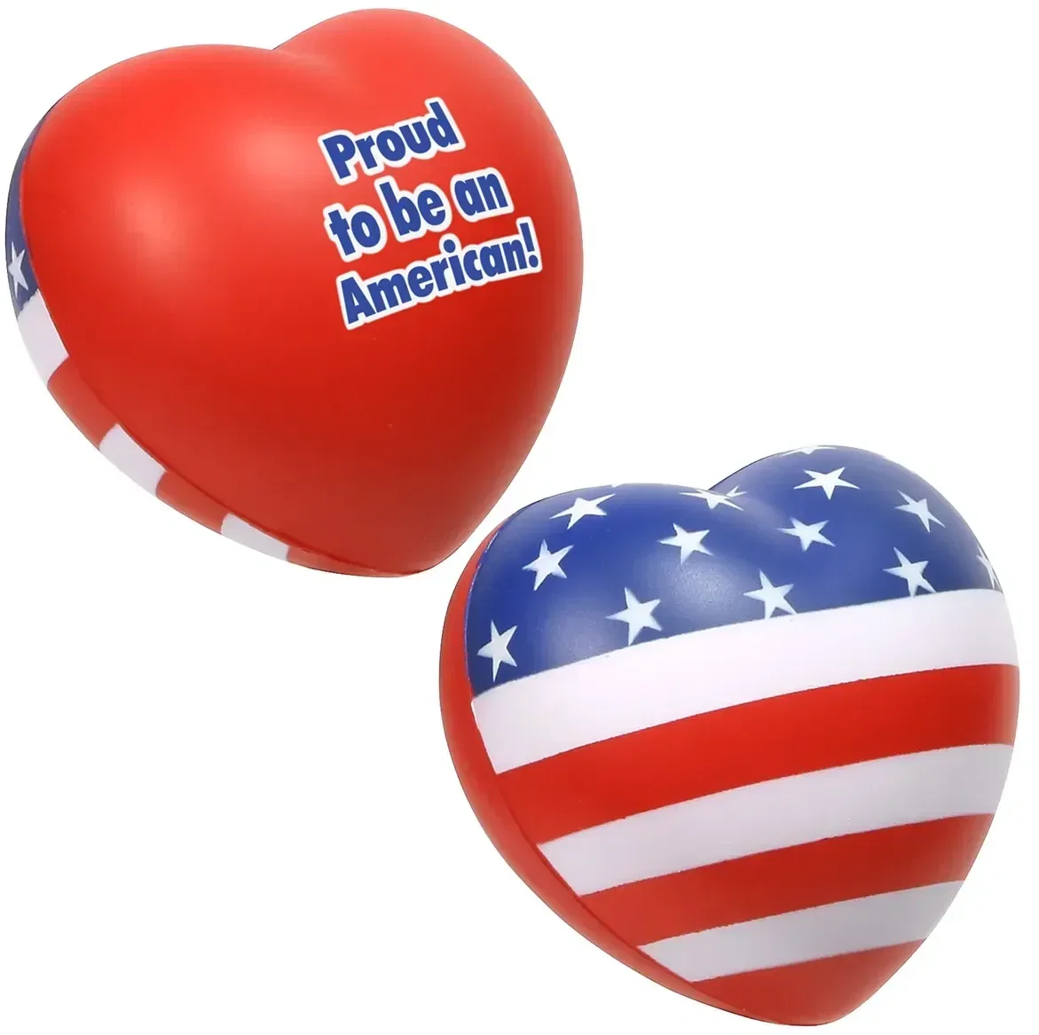 Custom Patriotic Valentine Heart Stress Reliever, branded foam heart squeeze toy for promotional logo giveaways