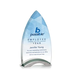 Starfire Crystal Arrowhead Award With Etch And Print Combined