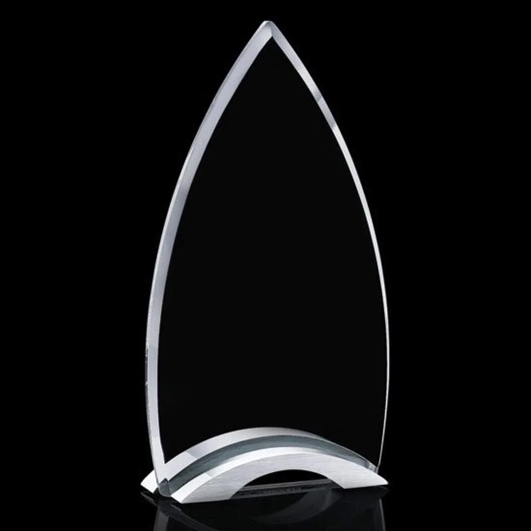 Custom Starfire Crystal Arrowhead Award With Etch And Print Combined for safety achievement programs