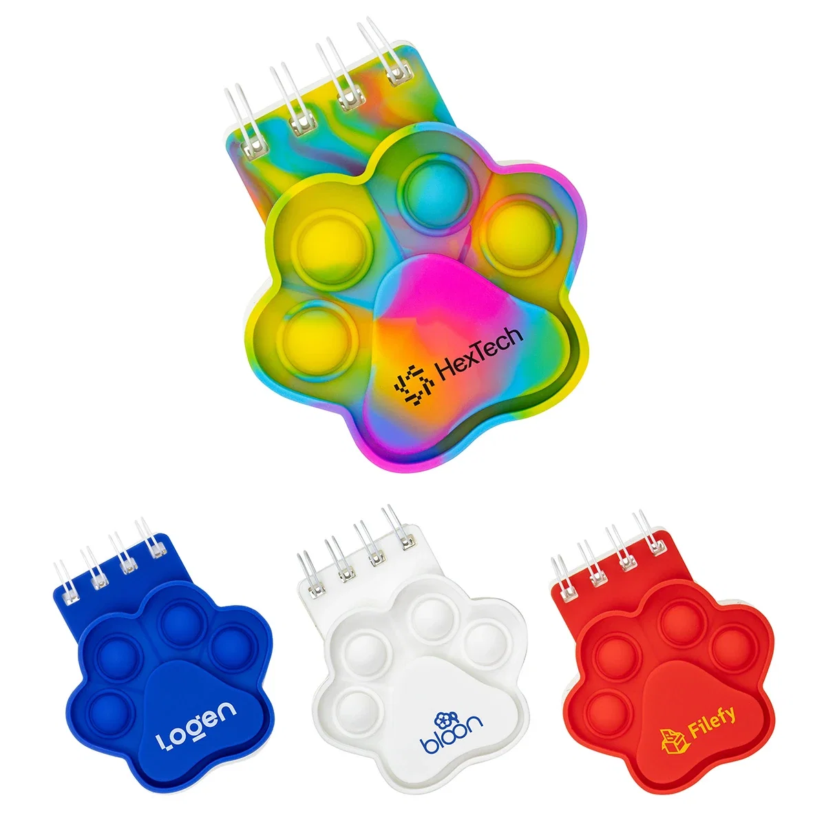 Custom Spiral Notebook Push Pop, front view of style 4 in the branded 5-style notebook set
