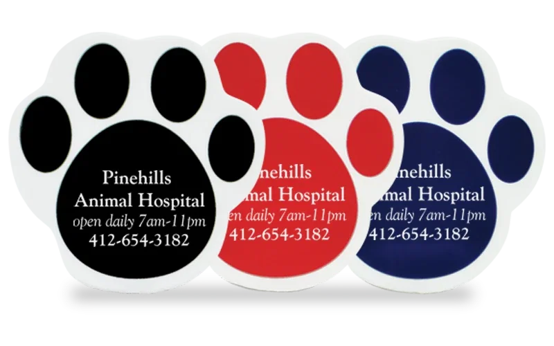 Tiger-Grip Magnetic Clips - House & Paw Shapes. House and paw-shaped magnetic clips for realtor and vet office notes, view 2