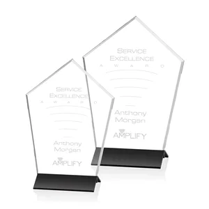 Starfire Crystal Award with Arrow-Point Top on Black Aluminum Base