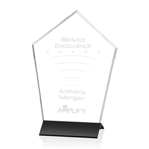 Starfire Crystal Award with Arrow-Point Top on Black Aluminum Base