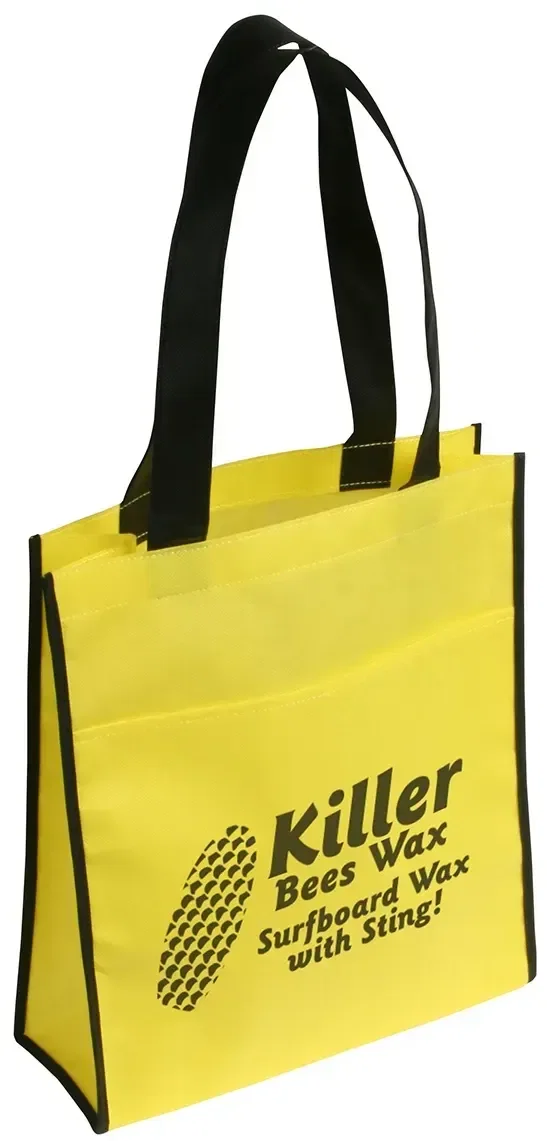 Custom Peak non-woven tote showing the 80GSM polypropylene body and branded logo area