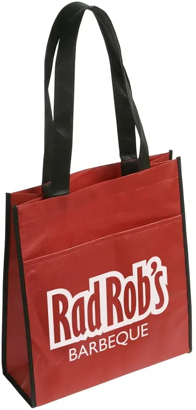 Interior view of the custom Peak non-woven tote bag with pocket for branded giveaways