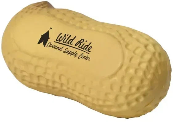 Peanut-shell custom stress reliever, branded promotional squeeze toy for logo giveaways