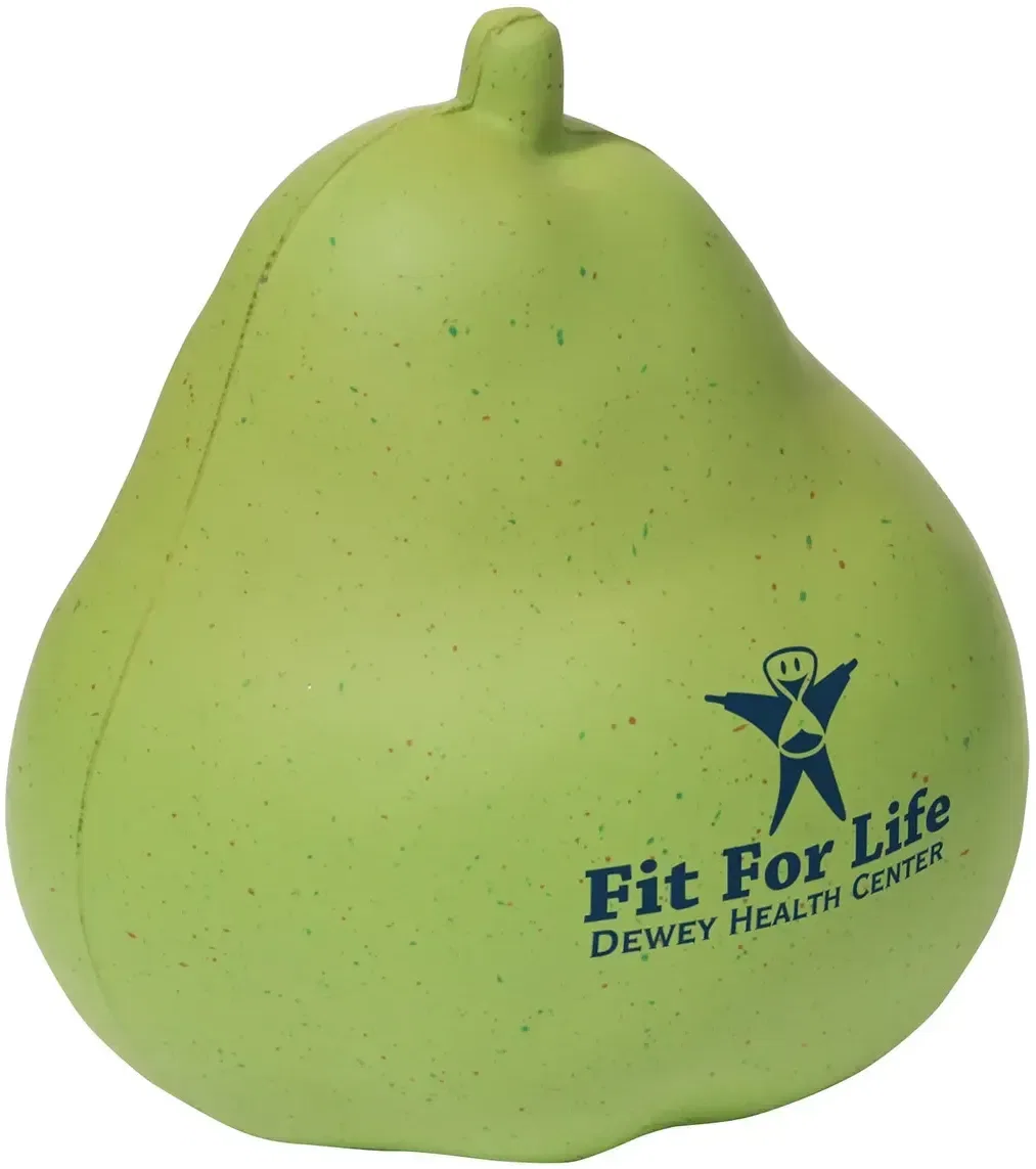 Custom Pear Stress Reliever, promotional ripe-pear shaped foam squeeze toy for branded wellness campaigns