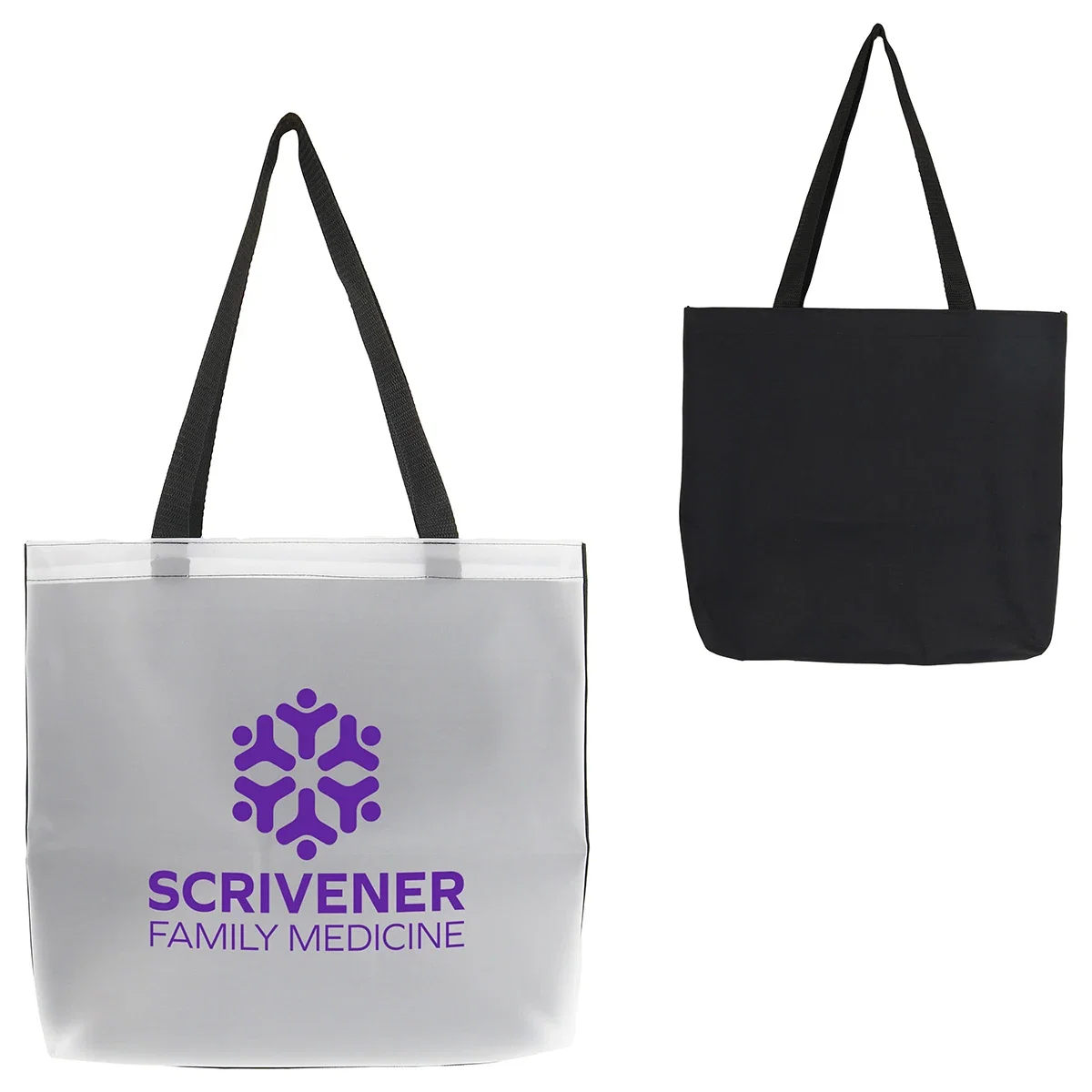Custom Pearl Soft-Touch Tote Bag, front view of the branded tote