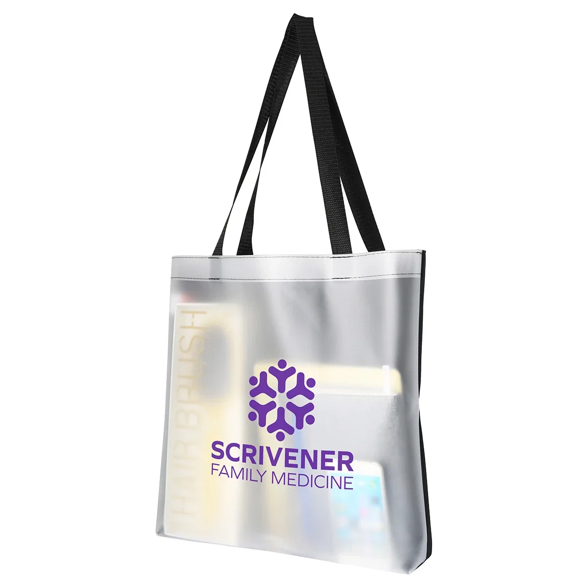 Side profile of the promotional Pearl Soft-Touch Tote Bag showing the gusseted panel