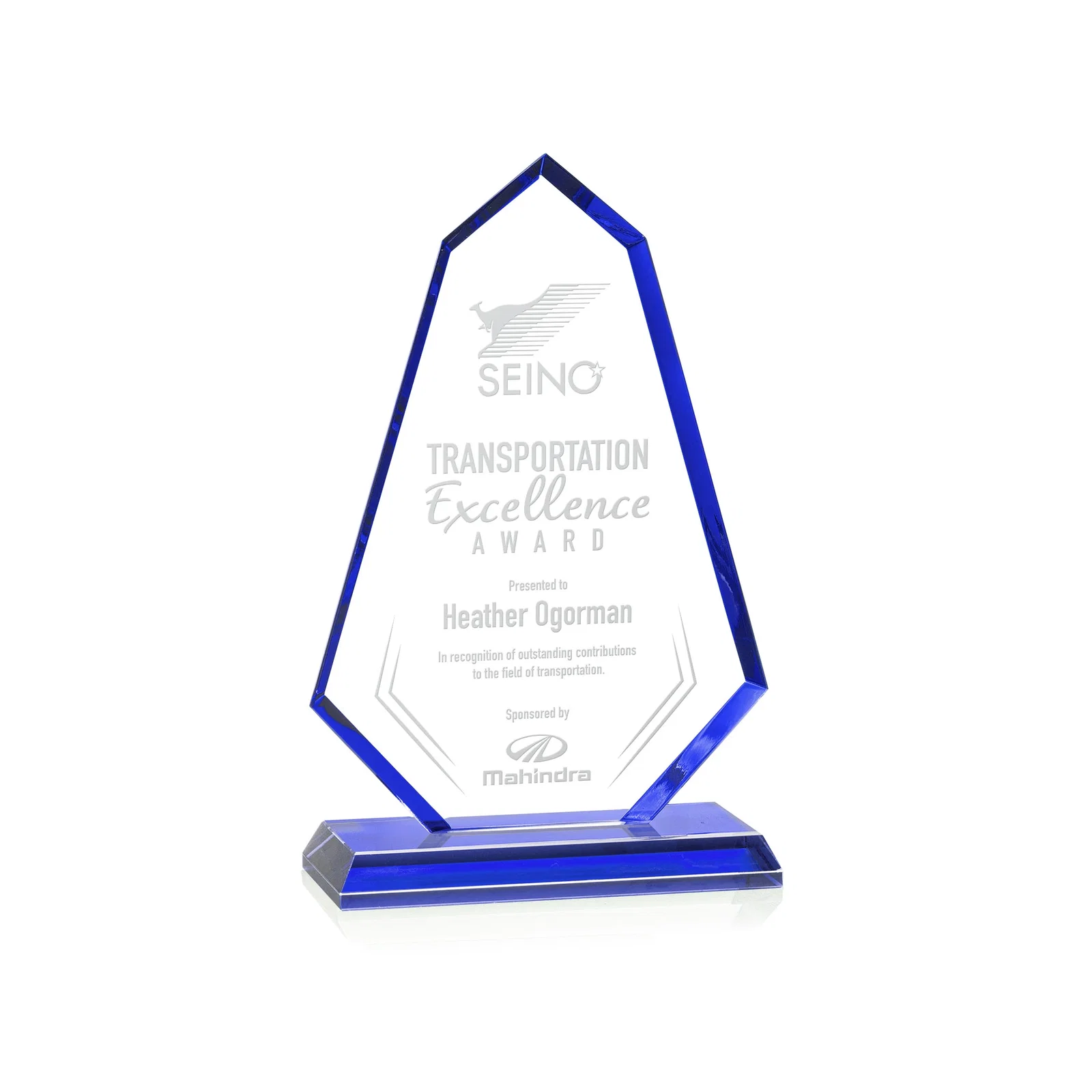 Custom Starfire Crystal Elongated Polygon Award with Colored Edges, awards for volunteer appreciation