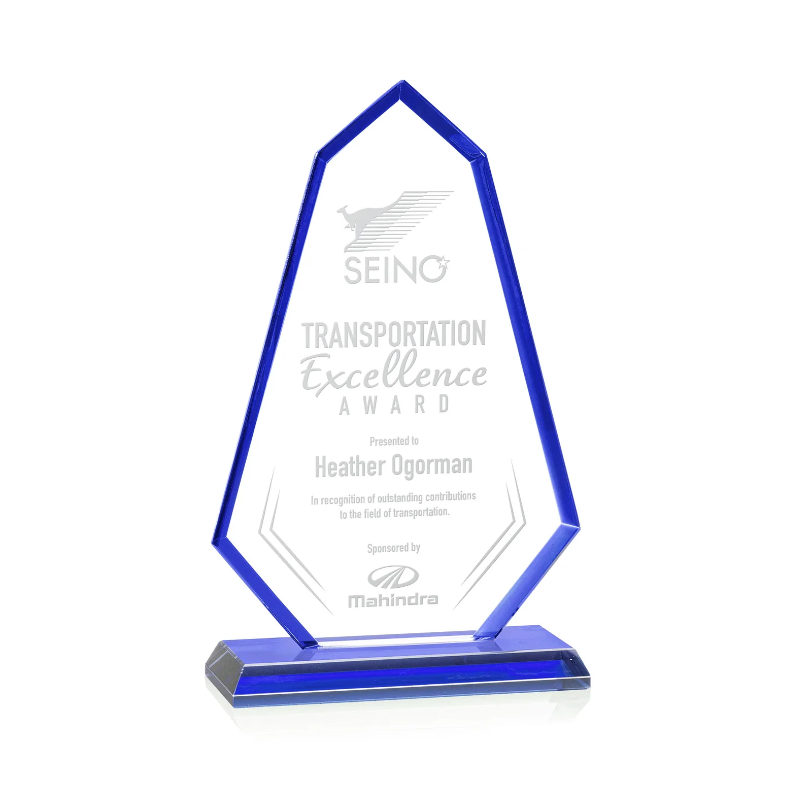 Custom Starfire Crystal Elongated Polygon Award with Colored Edges, awards for dealer and partner awards