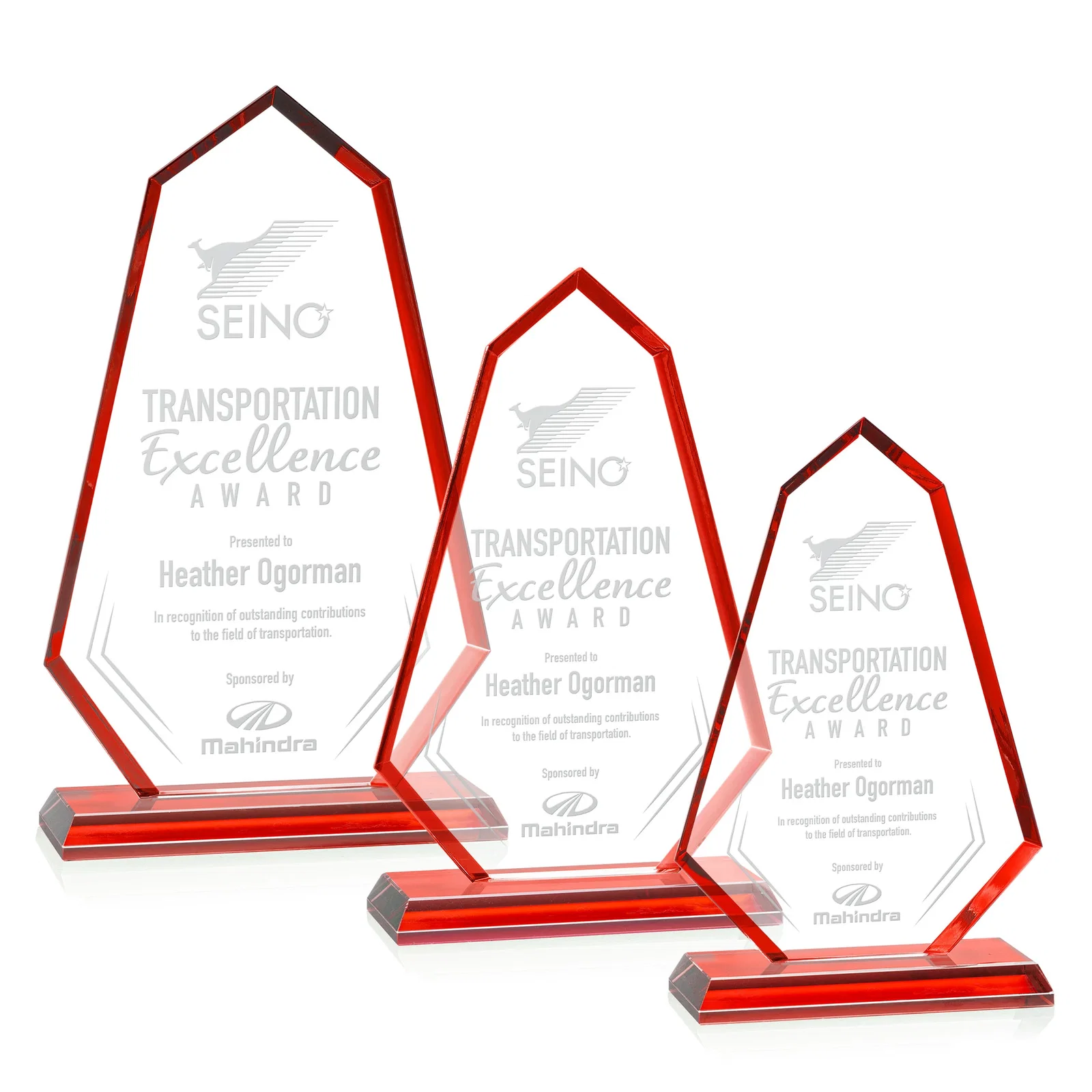 Personalized Starfire Crystal Elongated Polygon Award with Colored Edges, awards for employee recognition