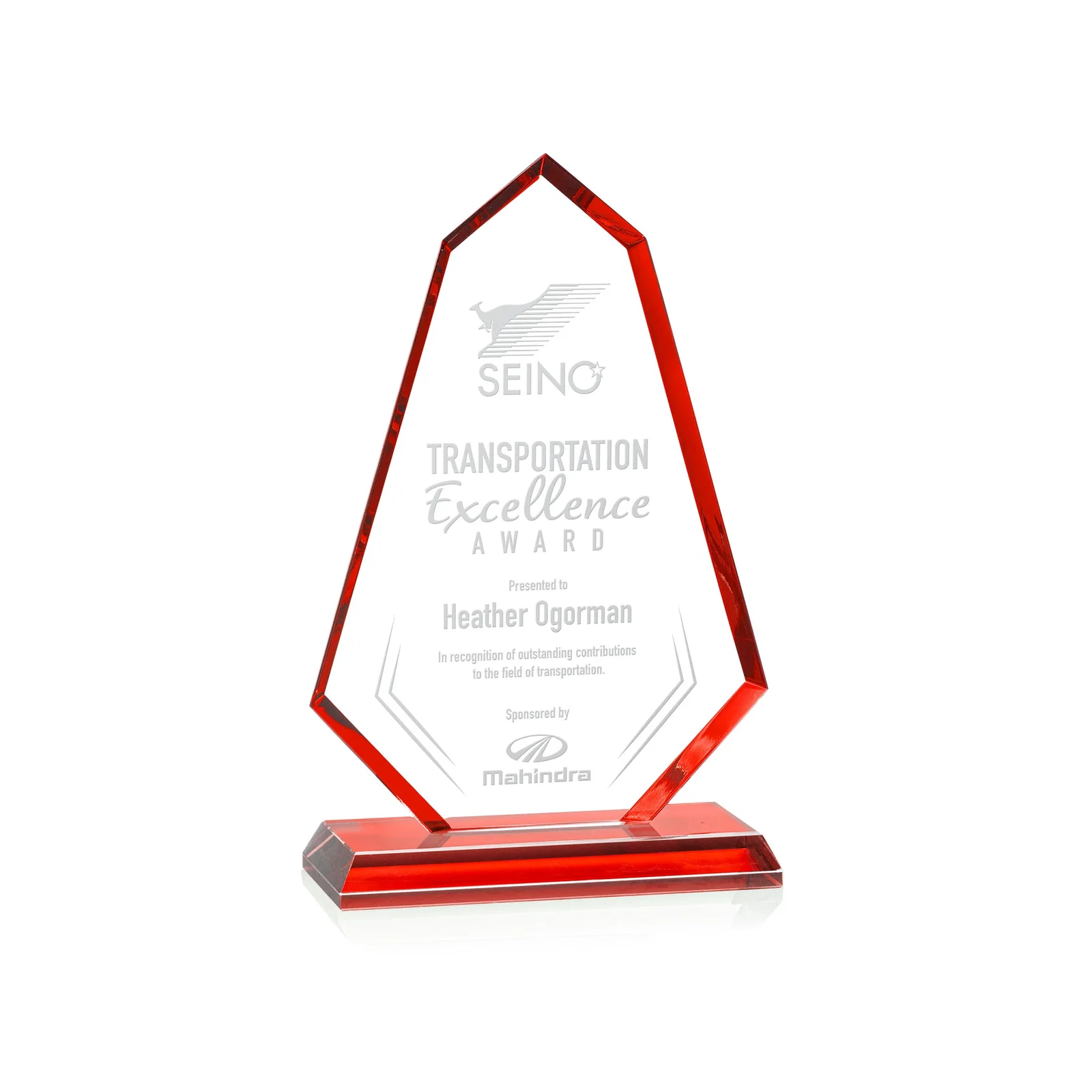 Personalized Starfire Crystal Elongated Polygon Award with Colored Edges, awards for corporate award ceremonies