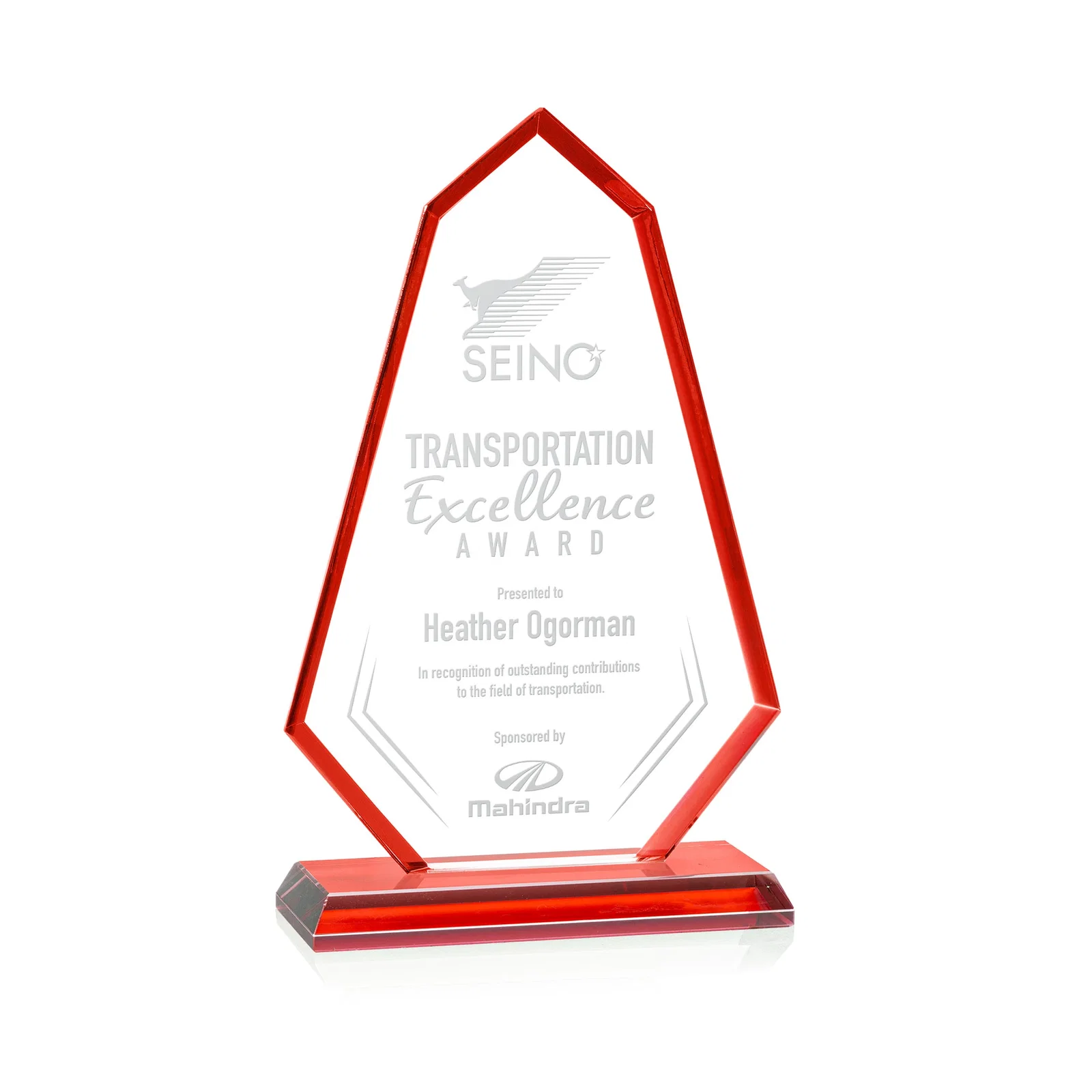 Personalized Starfire Crystal Elongated Polygon Award with Colored Edges, awards for service anniversary gifts