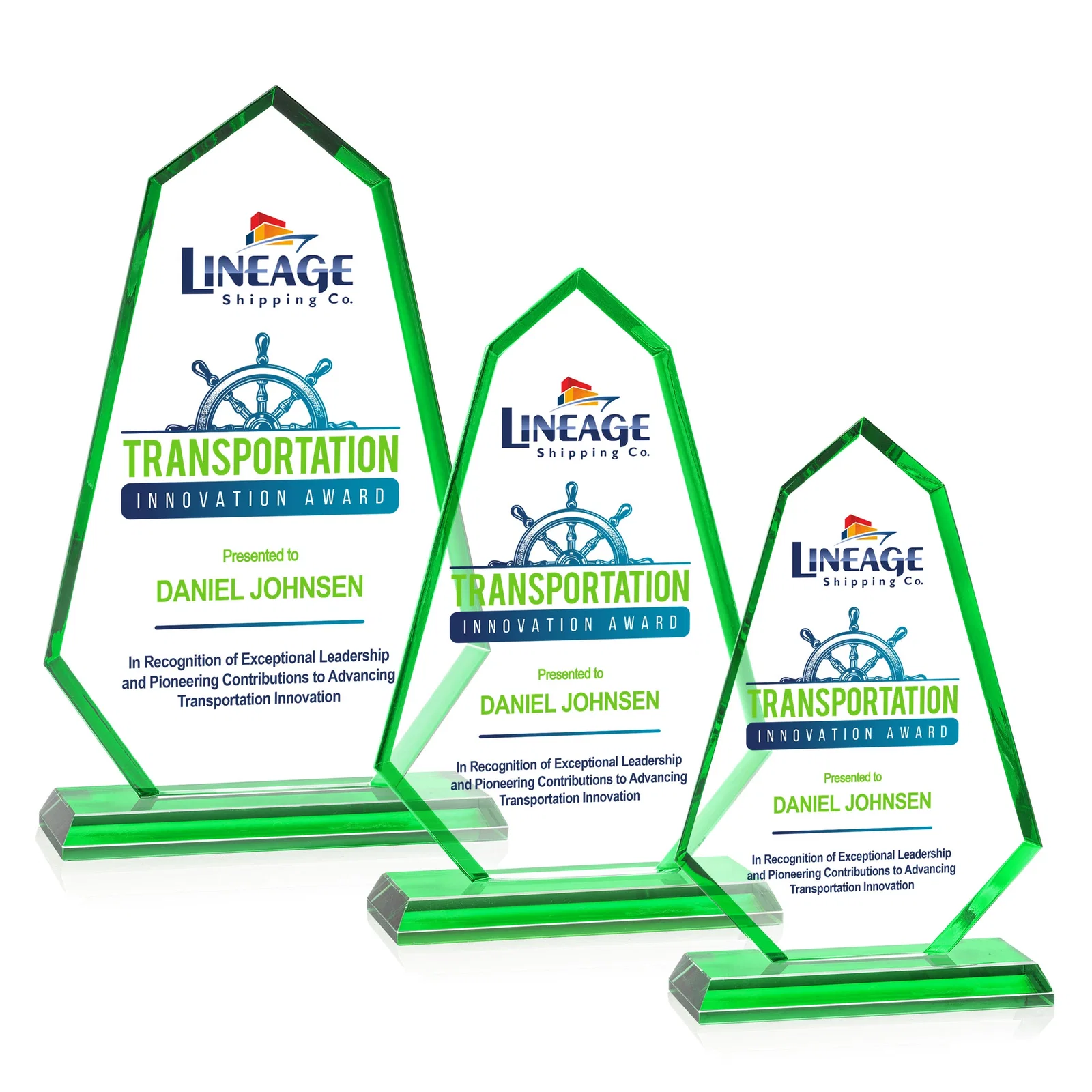 Personalized Starfire Crystal Elongated Polygon Award with Colored Edges, awards for safety achievement programs