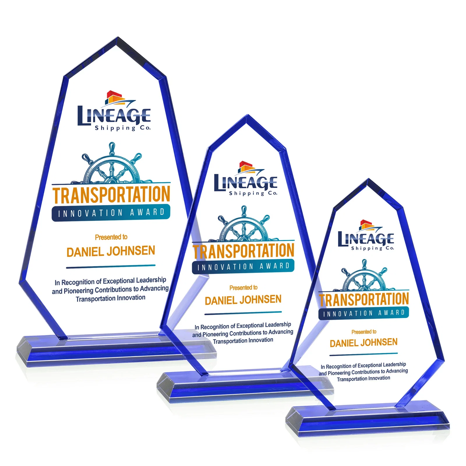 Promotional Starfire Crystal Elongated Polygon Award with Colored Edges, awards for employee recognition