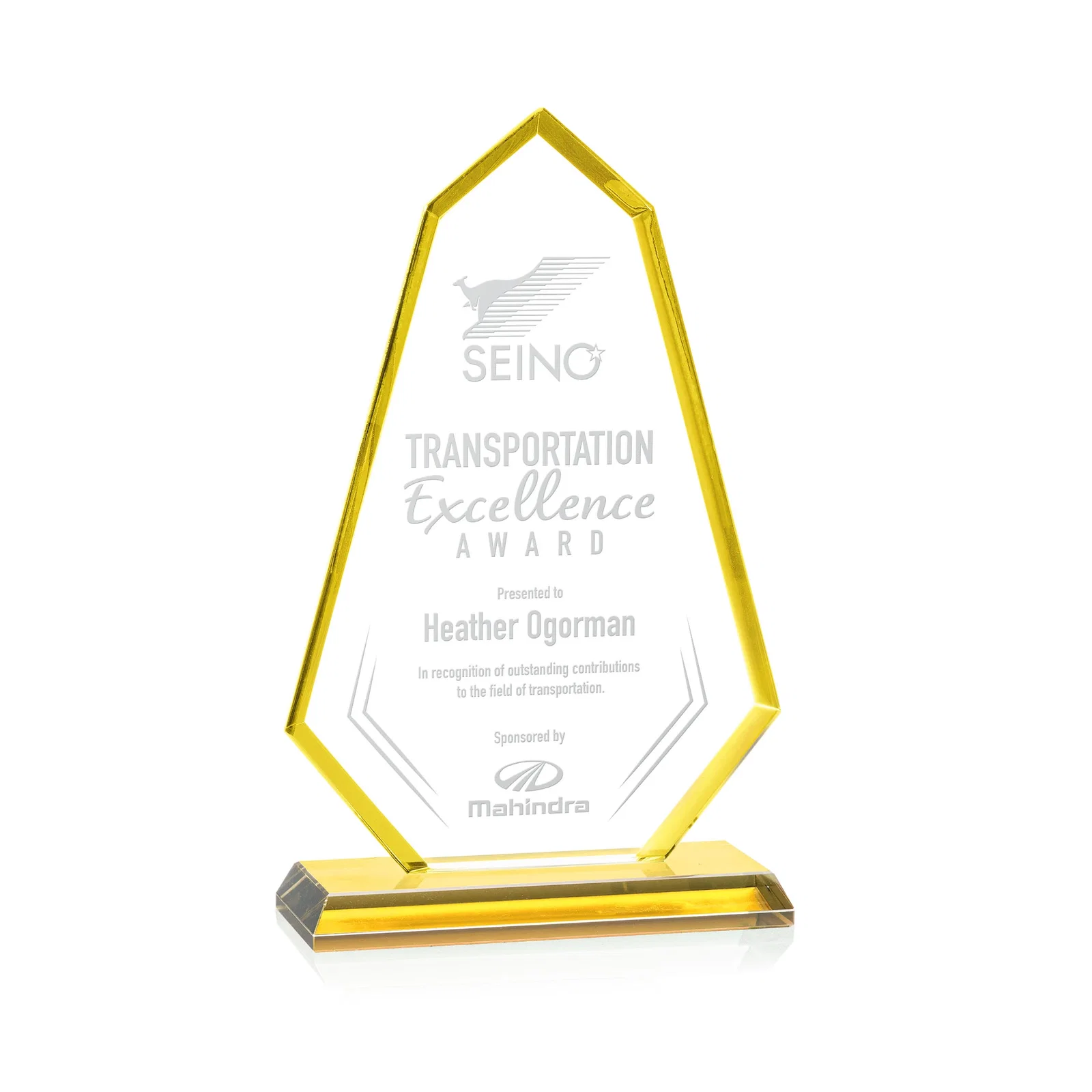 Custom Starfire Crystal Elongated Polygon Award with Colored Edges, awards for service anniversary gifts
