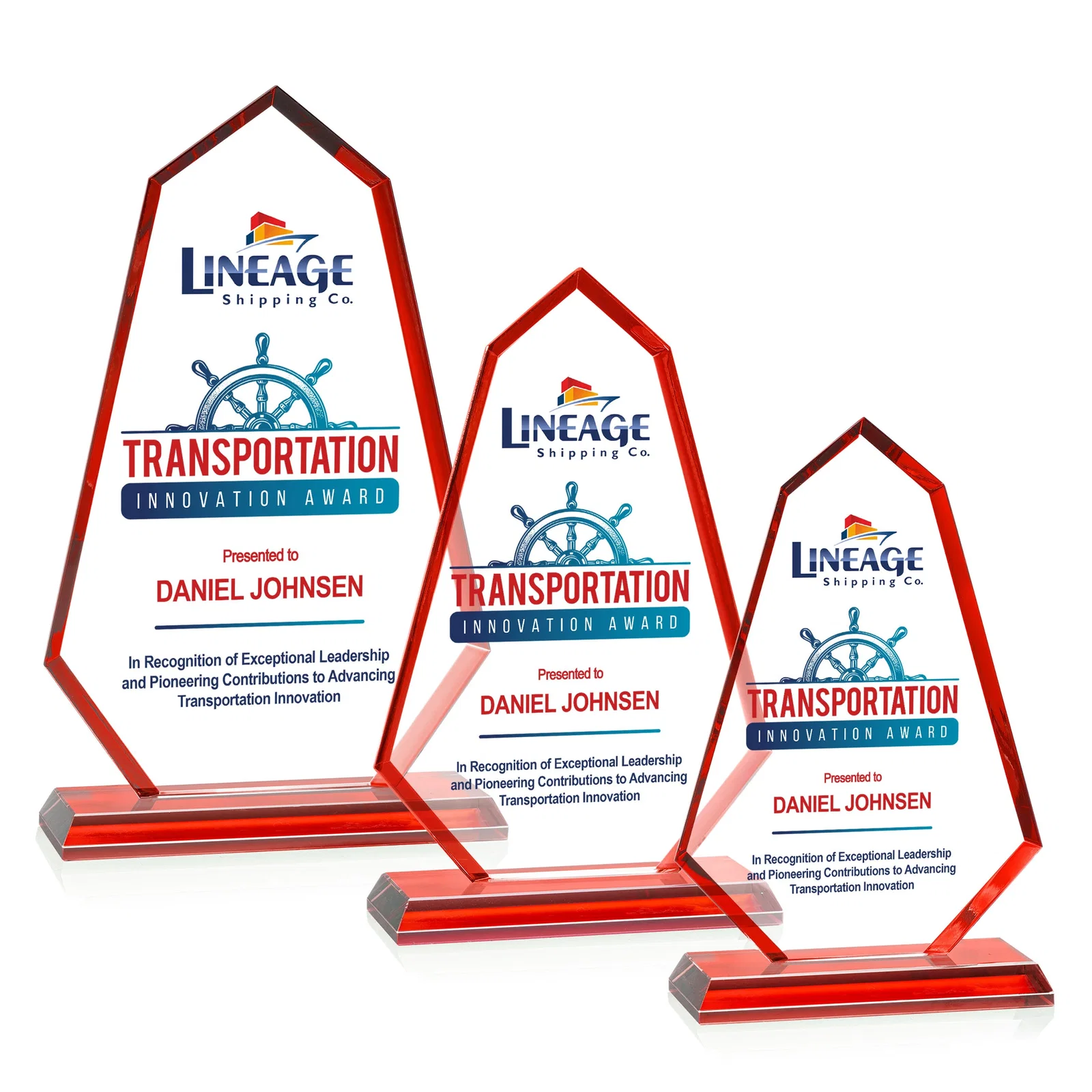 Promotional Starfire Crystal Elongated Polygon Award with Colored Edges, awards for team milestone celebrations